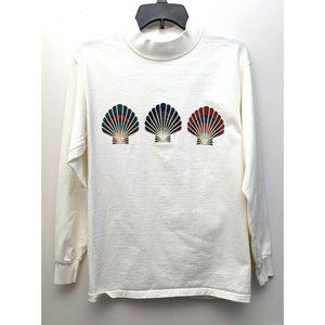 Vintage 90s Sea Shells Puff Print Shirt Adult Hanes Oneita Power Pro Size M USA